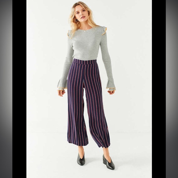 Zara wide leg striped pull on pants size small item 08-10 - Picture 4 of 10